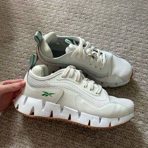 Reebok White Sneakers with Green Details